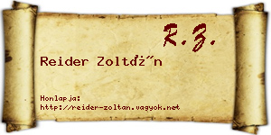 Reider Zoltán névjegykártya